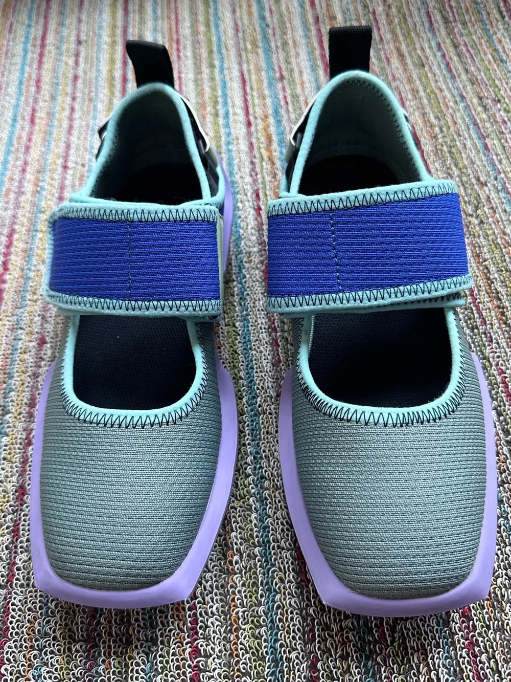 Fluevog LIKE NEW Future Angel Blair Velcro green/blue/purple vegan sneaker-7
